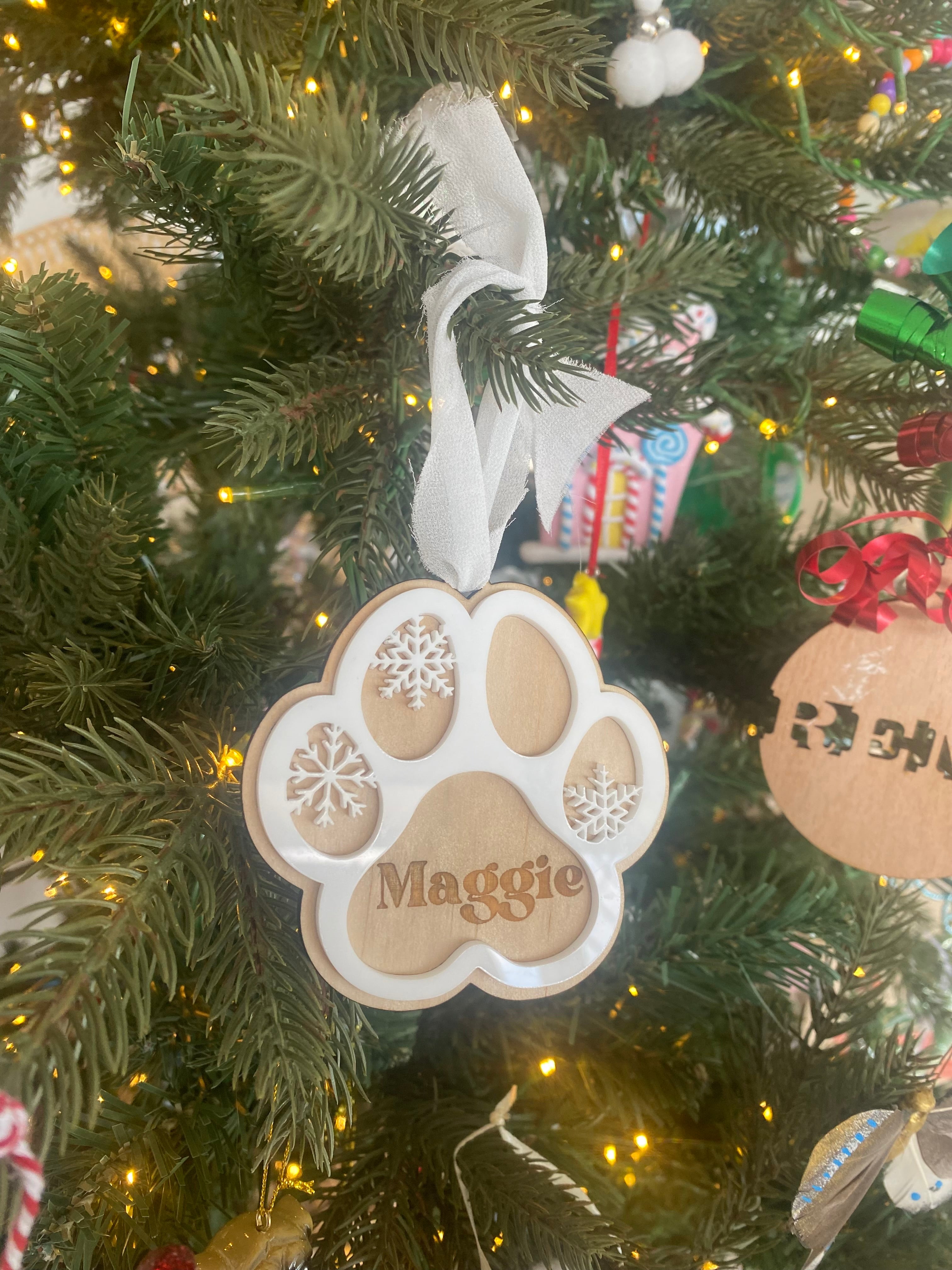 Personalised Paw Print Ornaments Chaos And Petals   IMG 9229 